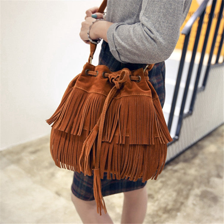 New women bag tassel bucket bag shoulder bag