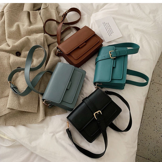 IELGY Bags Western-style women's bags Trendy Korean texture messenger bag Simple fashion solid color small square bag