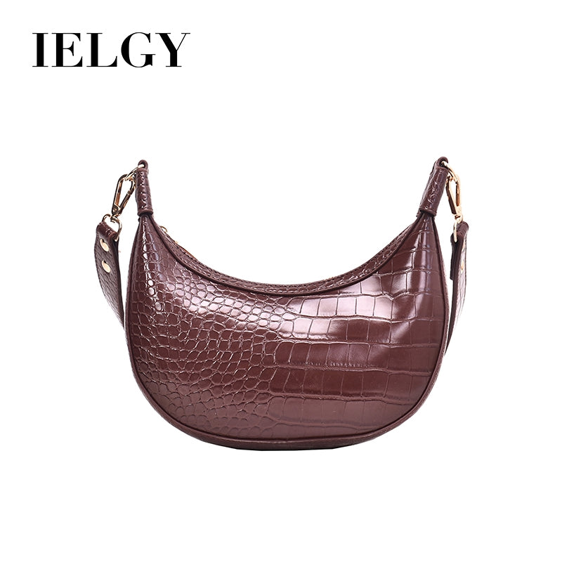 IELGY new fashion crocodile pattern wide shoulder strap portable saddle bag