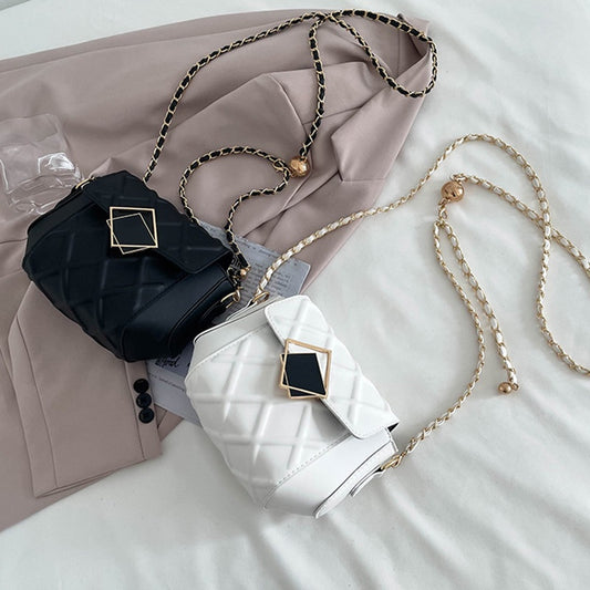 IELGY Fashion Lingge Chain Female Diagonal Korean Style Temperament Small Square Bag