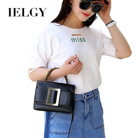 IELGY Crossbody exaggerated belt buckle handbag square box