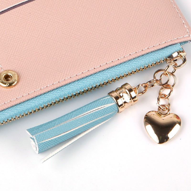 IELGY Long Wallet Ladies Multi-Card Position Clutch Pull Tassel Chain Mobile Phone Bag