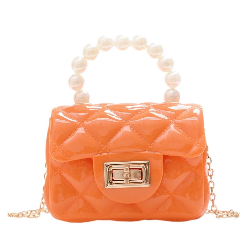 IELGY New jelly chain pearl handbag rhombus women's bag