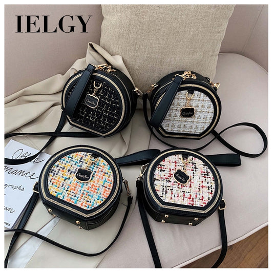 IELGY chain small round stitching handbagshoulder crossbody women simple bag classic street fashion laptop shoulder bag for women