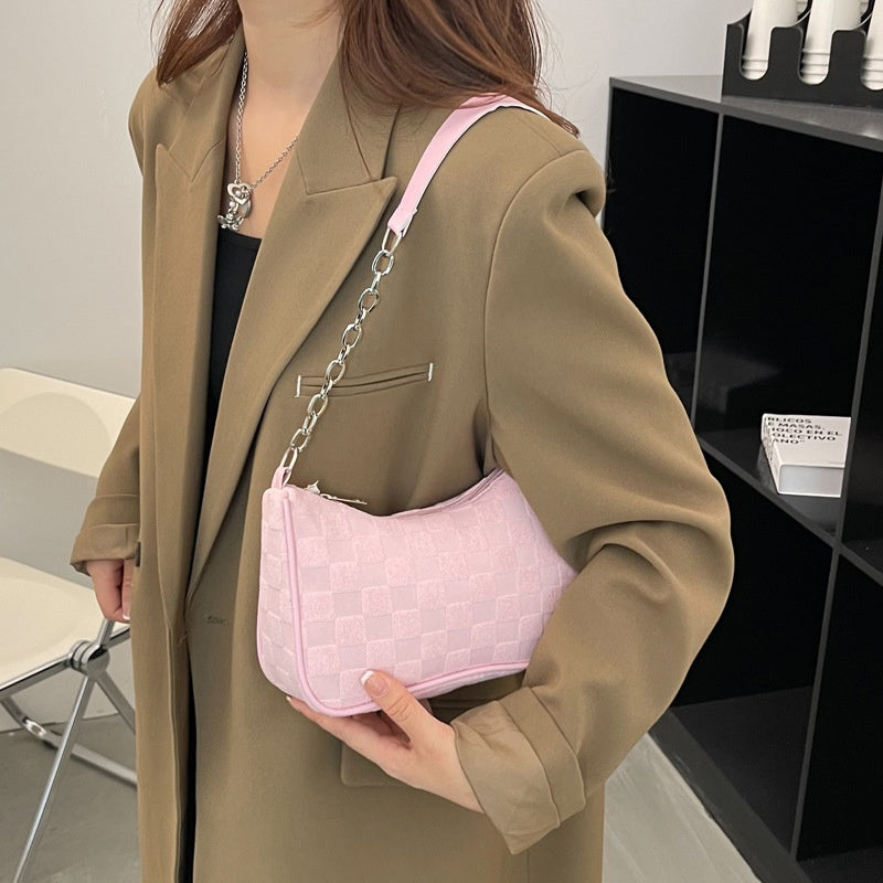 IELGY women's plaid fashion canvas plaid armpit bag