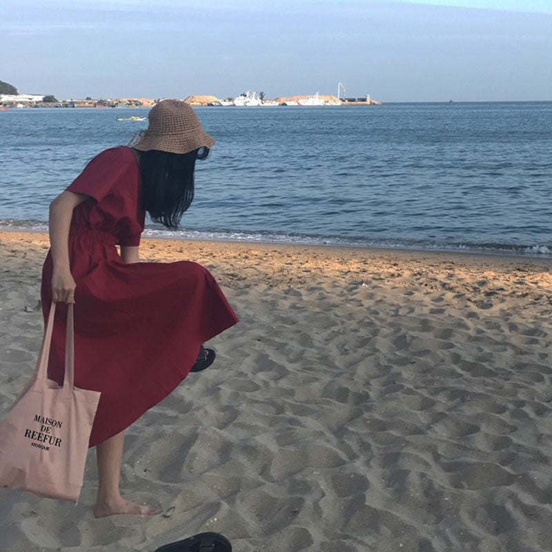 IELGY Canvas bag female shoulder shoulder simple printing wild bag