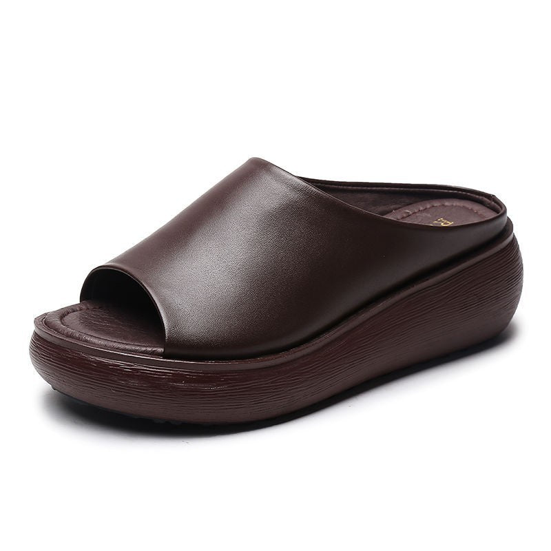 IELGY Comfortable Slippers Women's Outing Wedge Fish Mouth Korean Large Size