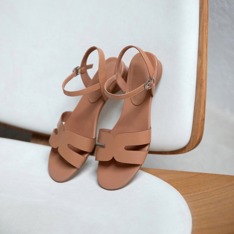 IELGY Fashion Round Toe Low Heel Roman Sandals Women's Strap
