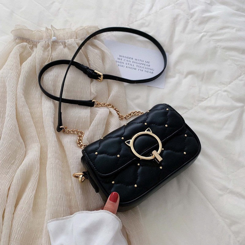 IELGY, studded crossbody bag, stylish rhombic chain shoulder bag