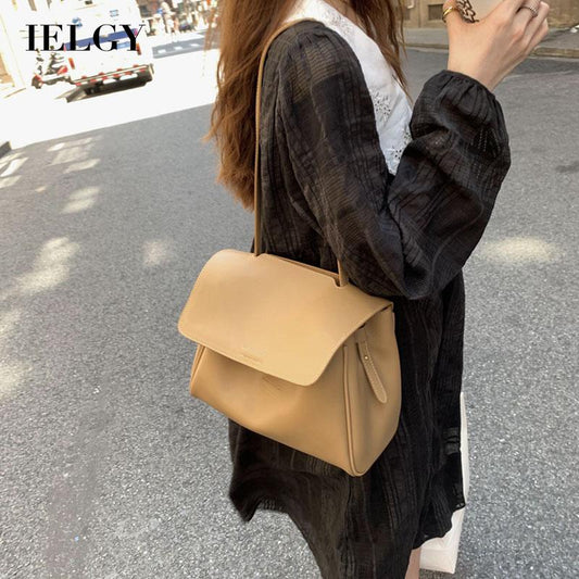 IELGY PU compartment Commuter magnetic buckle large capacity flap bag zipper double shoulder strap single shoulder messenger bag handbag