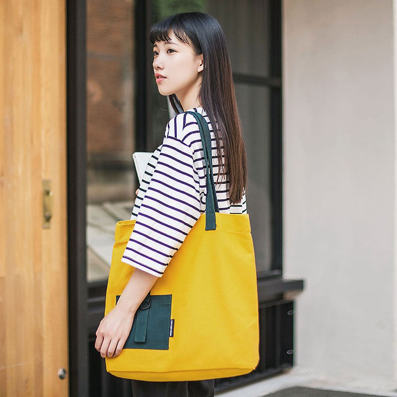 IELGY Shoulder bag female big package Korean simple wild canvas bag