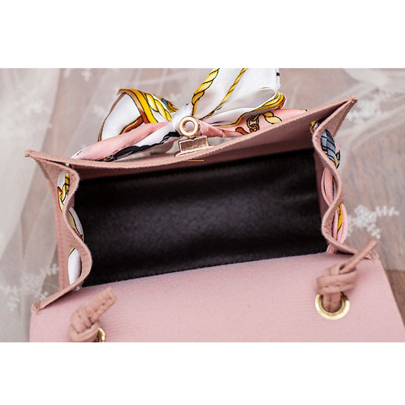 IELGY litchi pattern butterfly silk scarf diagonal bag women