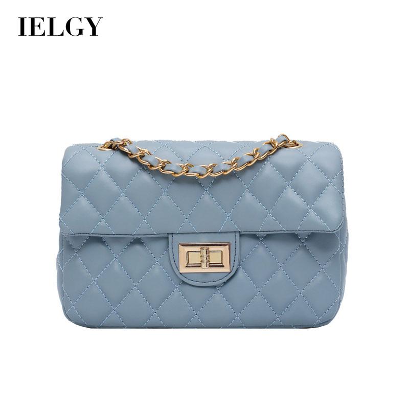 IELGY White commuter soft surface chain Women's messenger bag, all-match solid color fashion one shoulder
