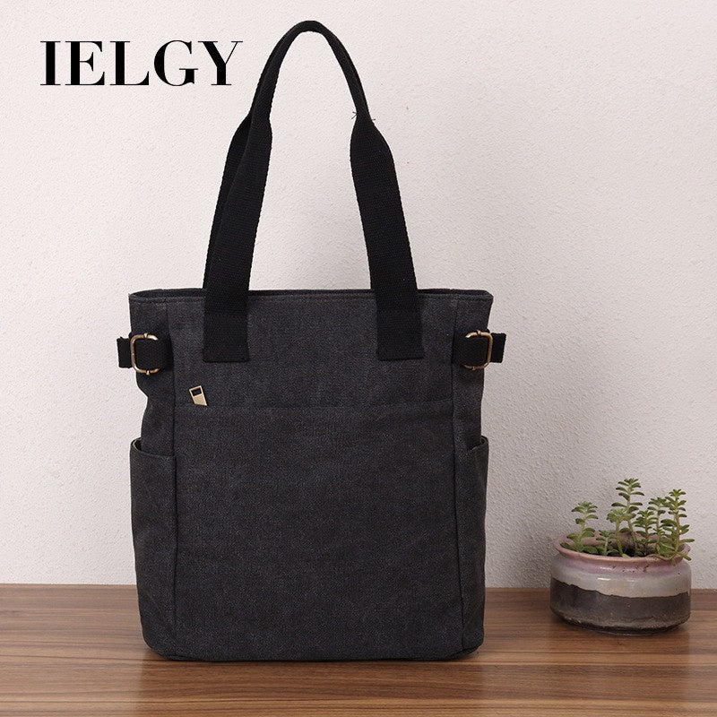 IELGY canvas bag women's shoulder all-match canvas bag Japanese retro large capacity