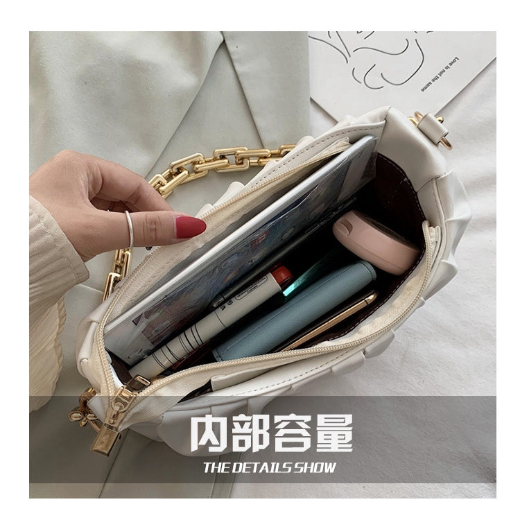 IELGY  Fold chain small bag women fashion single shoulder bag Korean version oblique satchel