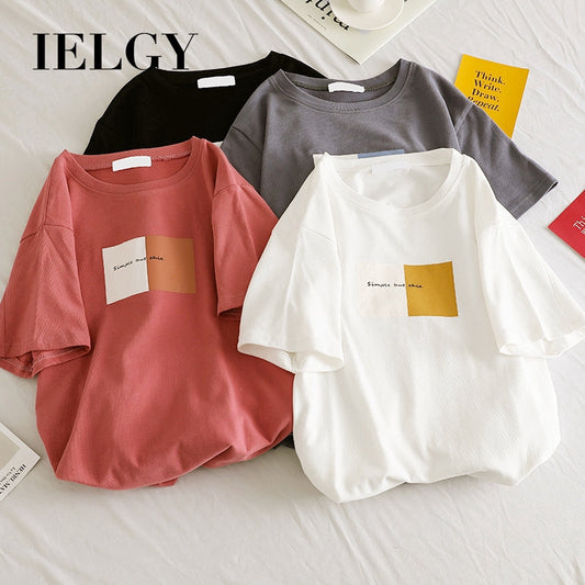 IELGY Short-sleeved t-shirt female summer loose wild ins white t-shirt