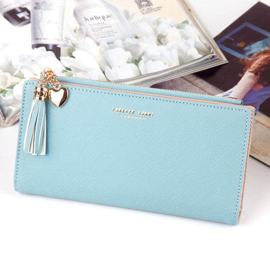 IELGY Long Wallet Ladies Multi-Card Position Clutch Pull Tassel Chain Mobile Phone Bag