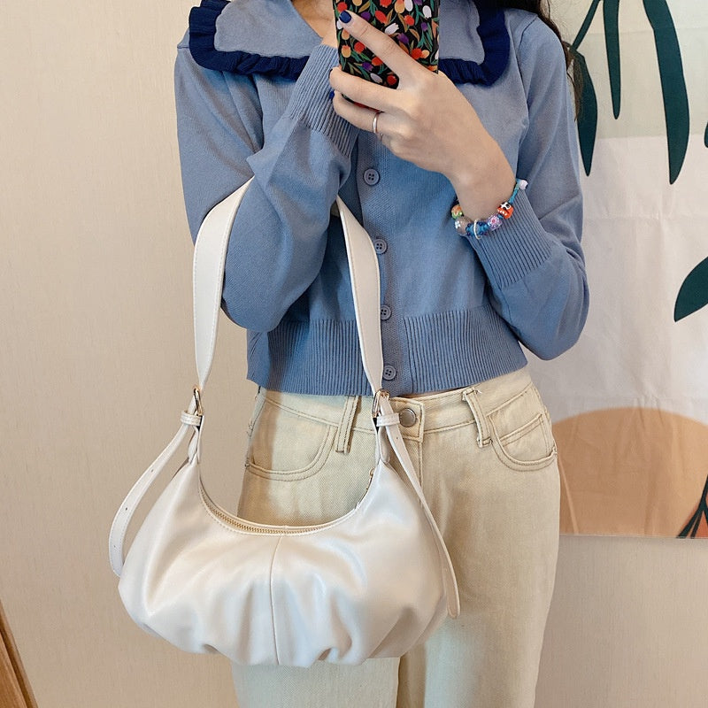 IELGY Underarms All-match PU Diagonal Clouds Tide Fashion Black Korean version Women's bag