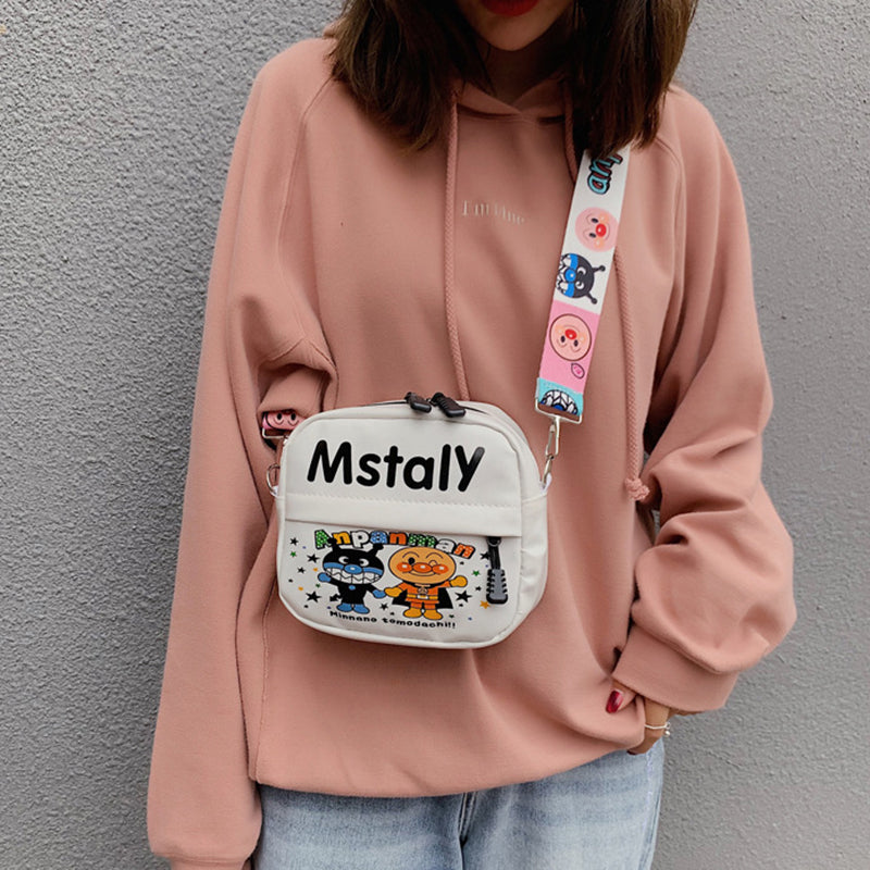 IELGY small bag crossbody street fashion broadband Western style cartoon all-match cute print white Korean version