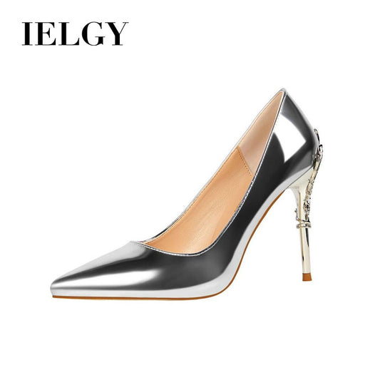 IELGY Fashionable sexy women's shoes with metal heel, stiletto heel, patent pumps