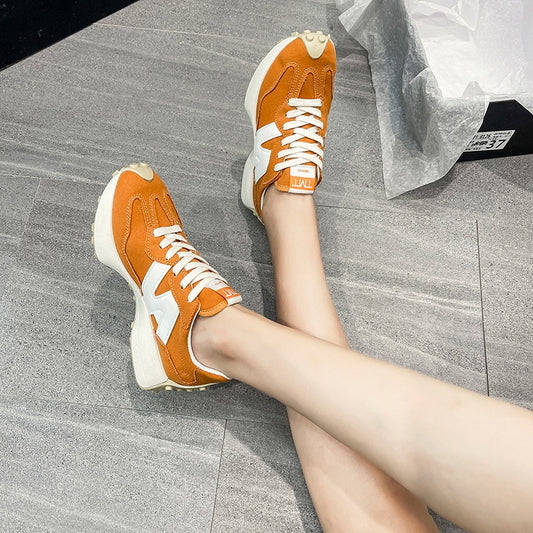 IELGY color matching breathable thick-soled running shoes women's trendy casual sports shoes