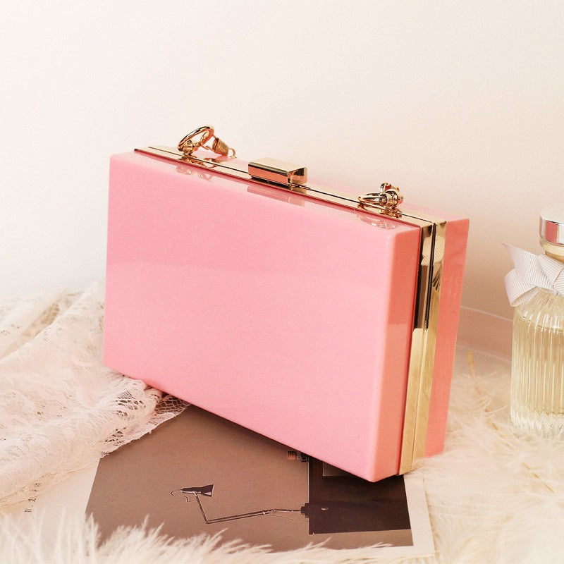 IELGY Transparent acrylic bag hot sale ladies square bag shoulder chain bag