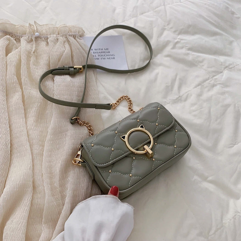 IELGY, studded crossbody bag, stylish rhombic chain shoulder bag