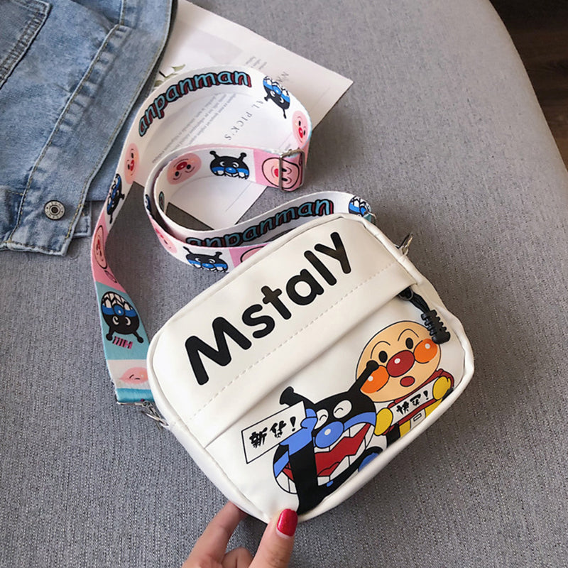 IELGY small bag crossbody street fashion broadband Western style cartoon all-match cute print white Korean version