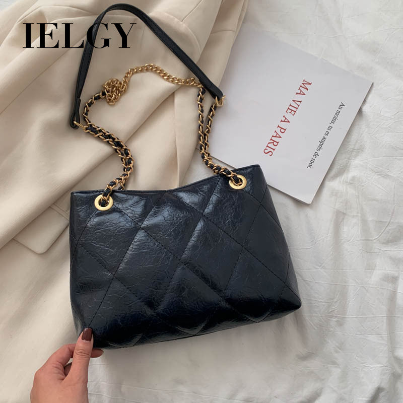 IELGY Ladies niche design rhombus embroidery thread bag