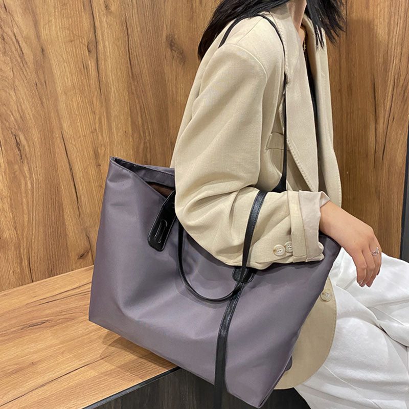 IELGY Women's bag, One shoulder Black Zipper Large capacity Fashion Khaki Double root Large Casual