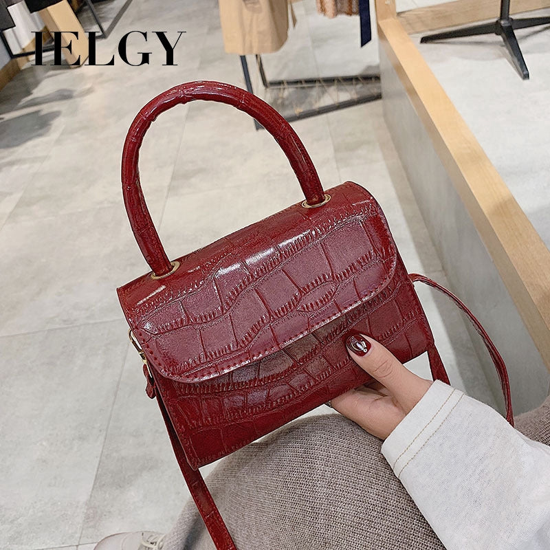 IELGY portable small square bag stone shoulder bag diagonal package