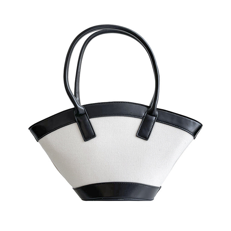 IELGY stitching bucket bags Women's bags zipper Fashion large capacity canvas ladies shoulder bags handbags fashion, trend