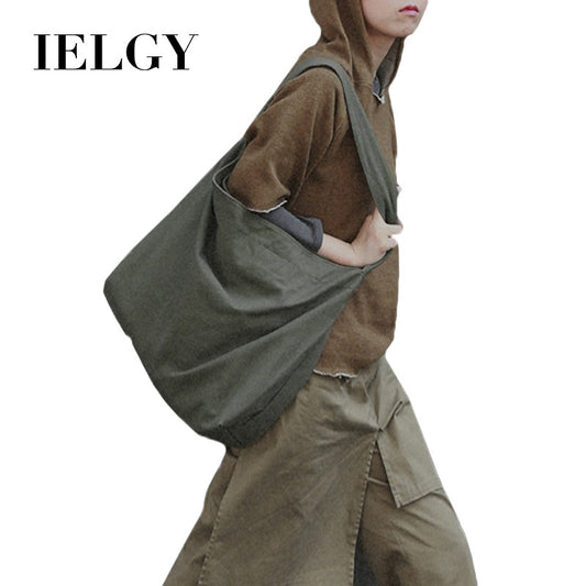 IELGY Crossbody large capacity wide shoulder strap canvas shoulder bag