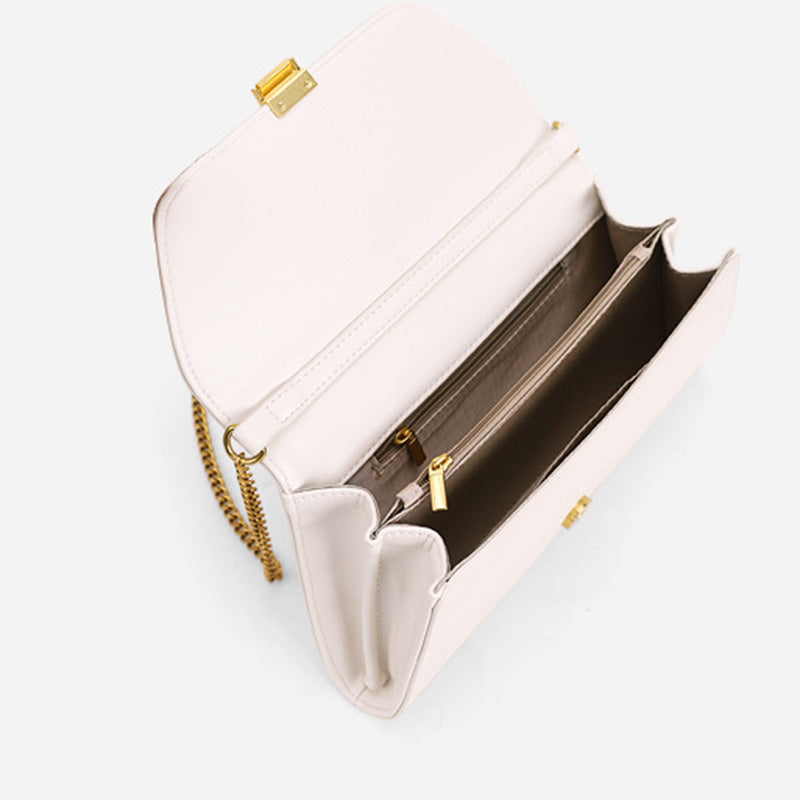 IELGY one shoulde Women's bag chain messenger bag braided strap Fashionable One shoulder PU female French style  underarm bag