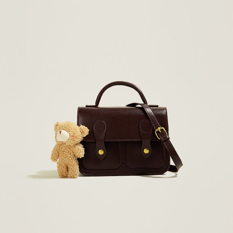 IELGY Fashion Retro Lady Bear Pendant All-match Messenger Bag