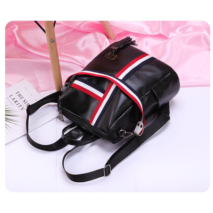 IELGY Backpack female large capacity ladies Europe and America ribbon multi-function backpack