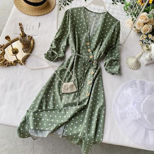 IELGY V-neck design pleated dress