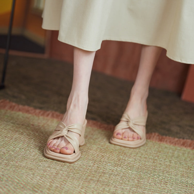 IELGY with skirt and slope heel slippers for women's outer wear fashion platform