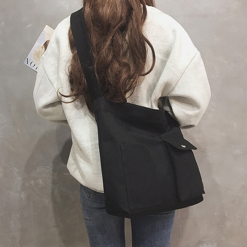 IELGY simple pocket canvas messenger bag for class
