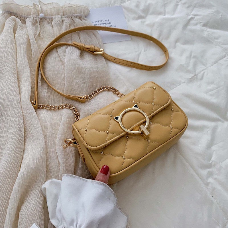 IELGY, studded crossbody bag, stylish rhombic chain shoulder bag