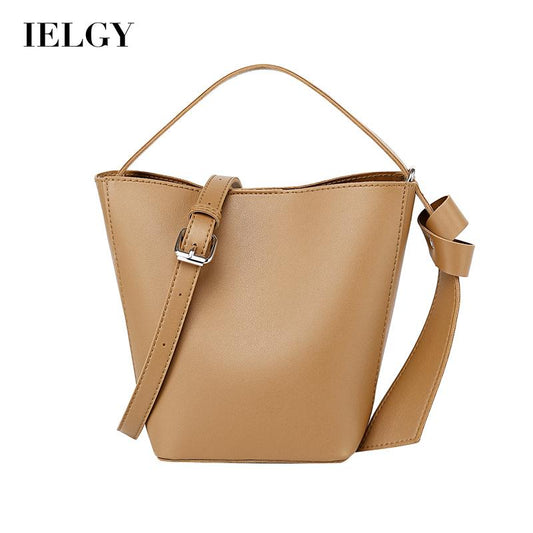 IELGY Cross-body Brown One-shoulder Large capacity Black Women's bag Simple All-match Bucket