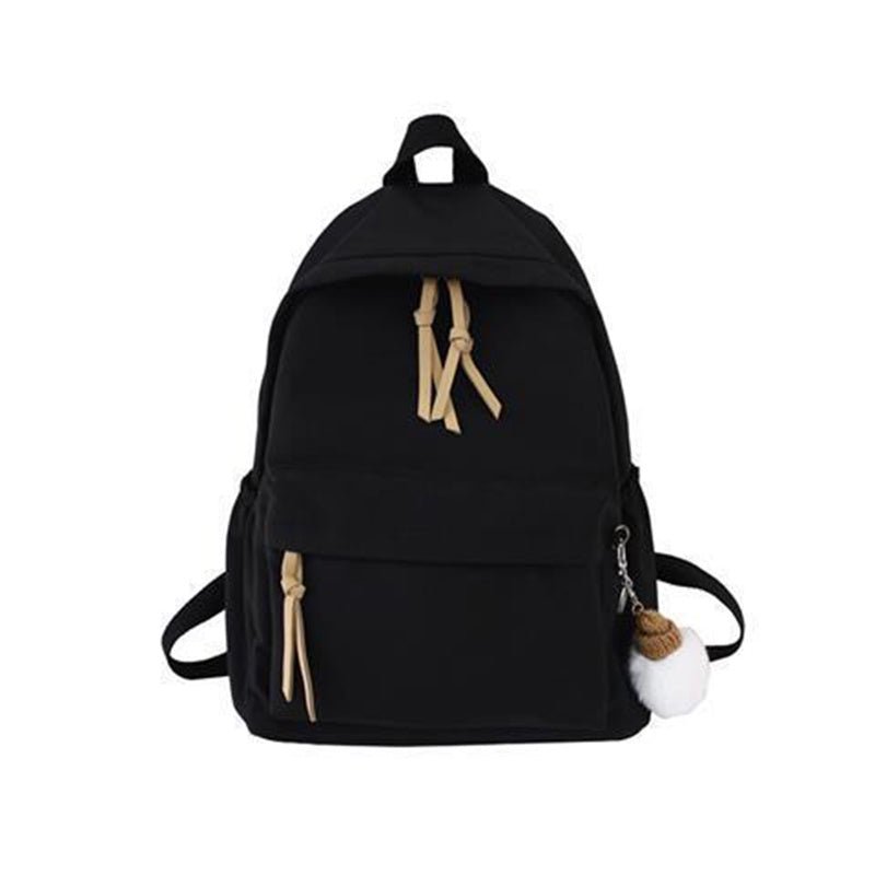 IELGY Korean schoolbag female simple black wild canvas backpack trend