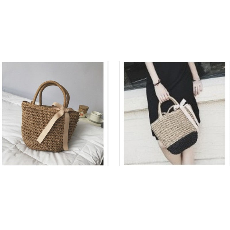 IELGY Straw bag beach bag vacation bag