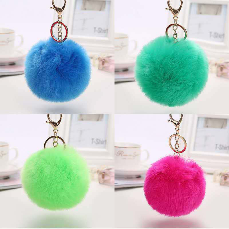 8CM imitation rabbit fur ball key ring