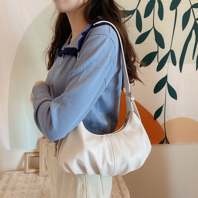 IELGY Underarms All-match PU Diagonal Clouds Tide Fashion Black Korean version Women's bag