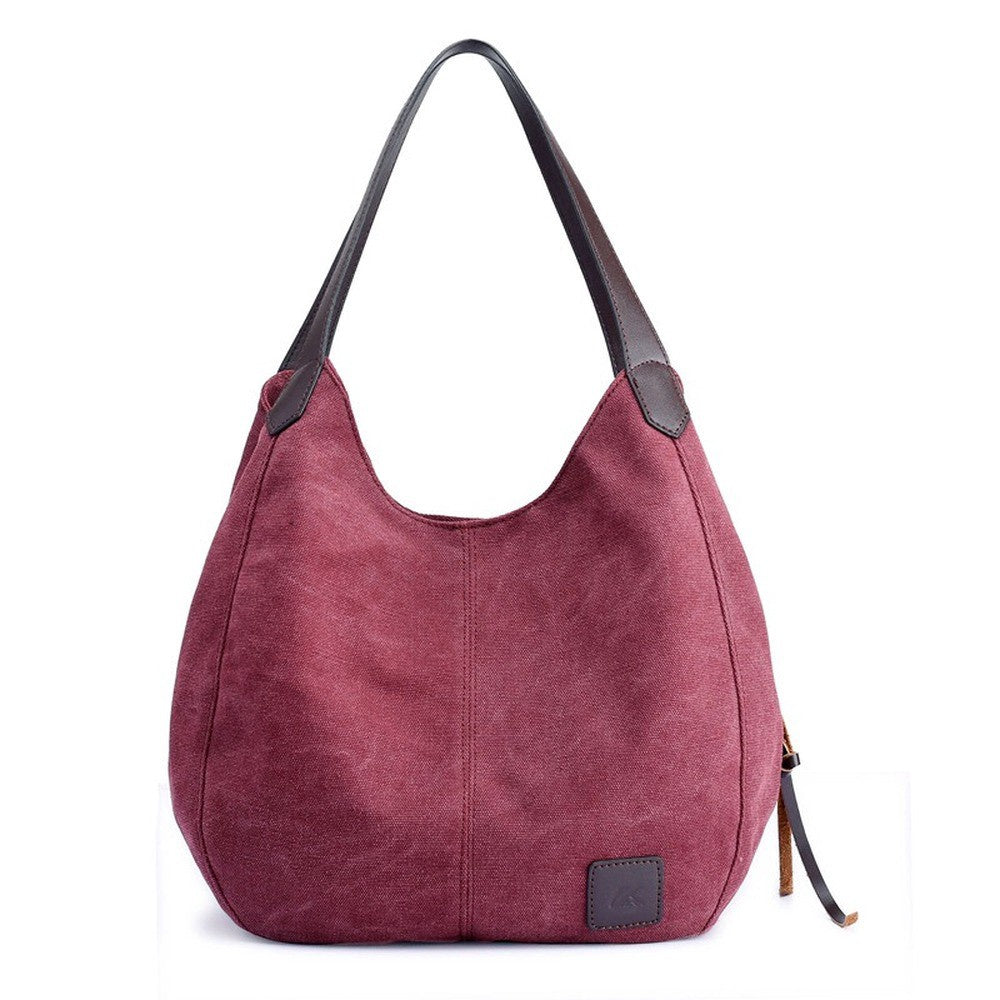 New canvas bag female bag fashion wild art simple shoulder bag multi-compartment leisure big bag