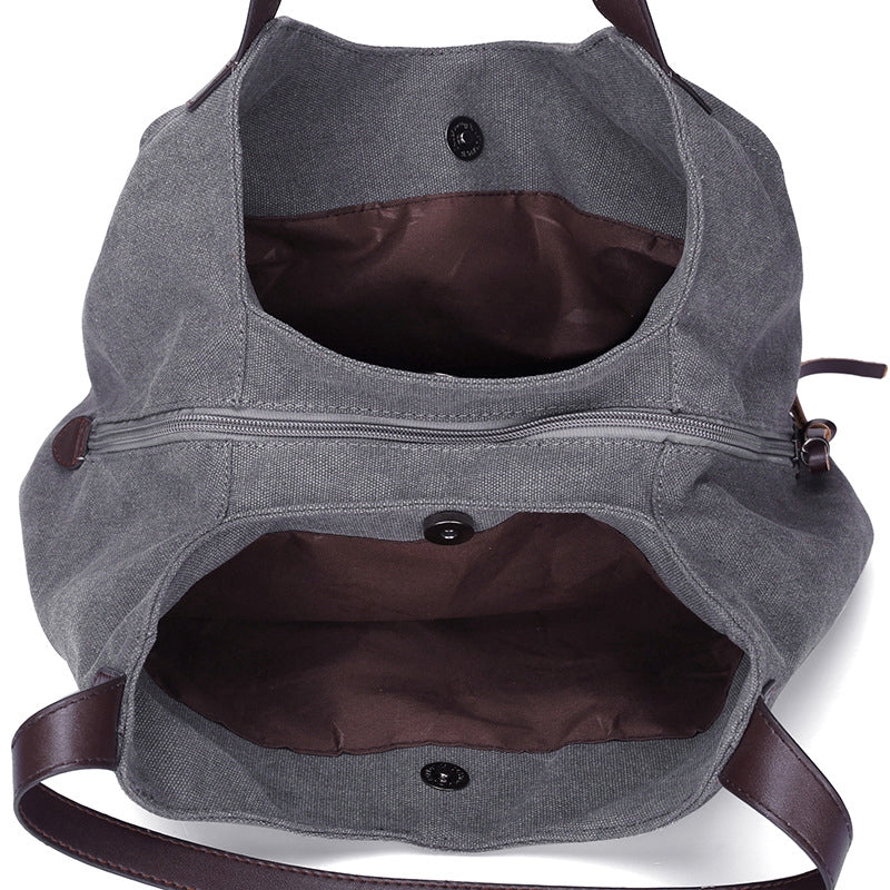 New canvas bag female bag fashion wild art simple shoulder bag multi-compartment leisure big bag