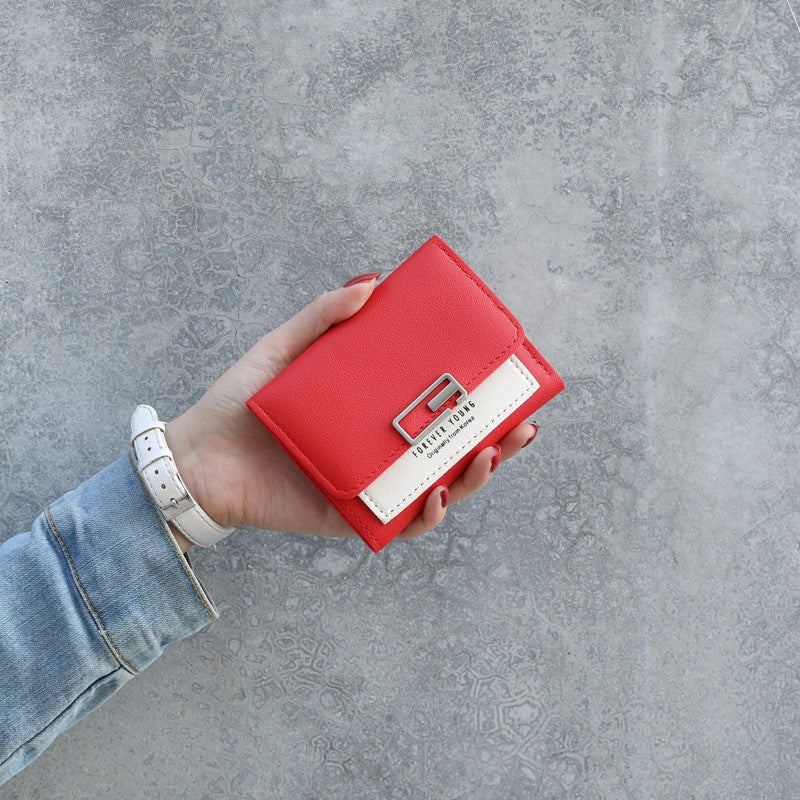 IELGY Wallet women's short buckle fashion Mini zero wallet