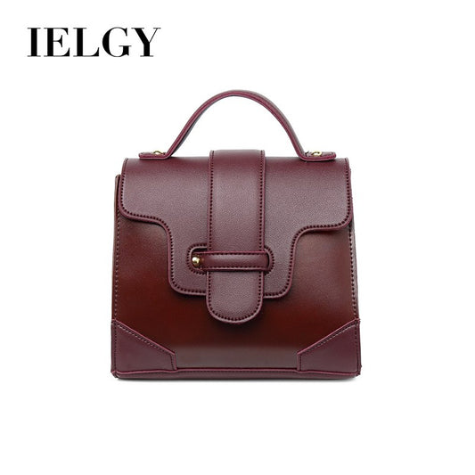 IELGY Handbag wide shoulder strap stitching small square bag