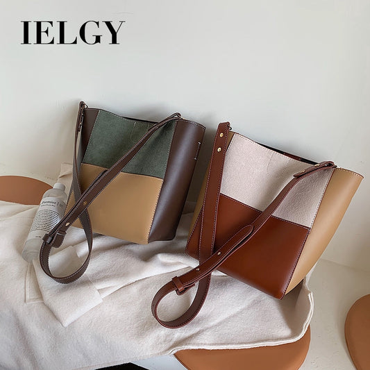 IELGY ins recommended colorblock bucket bag